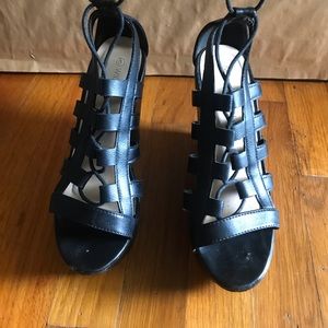 Lace up black wedges $15, size 6